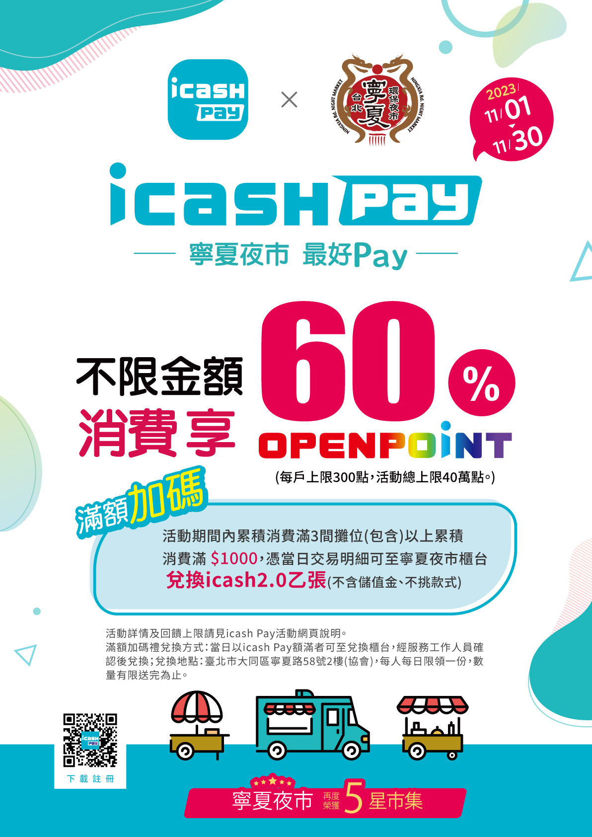 icashPay寧夏夜市最好Pay，最高享60%回饋!